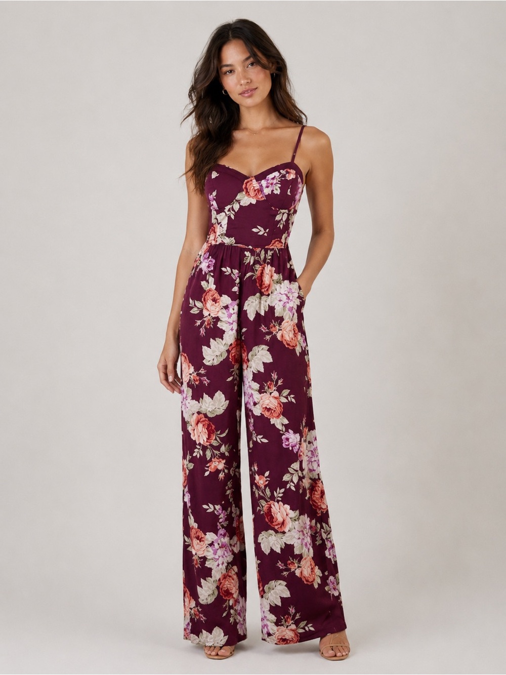 Band of Gypsies XS Floral Wide Leg Jumpsuit